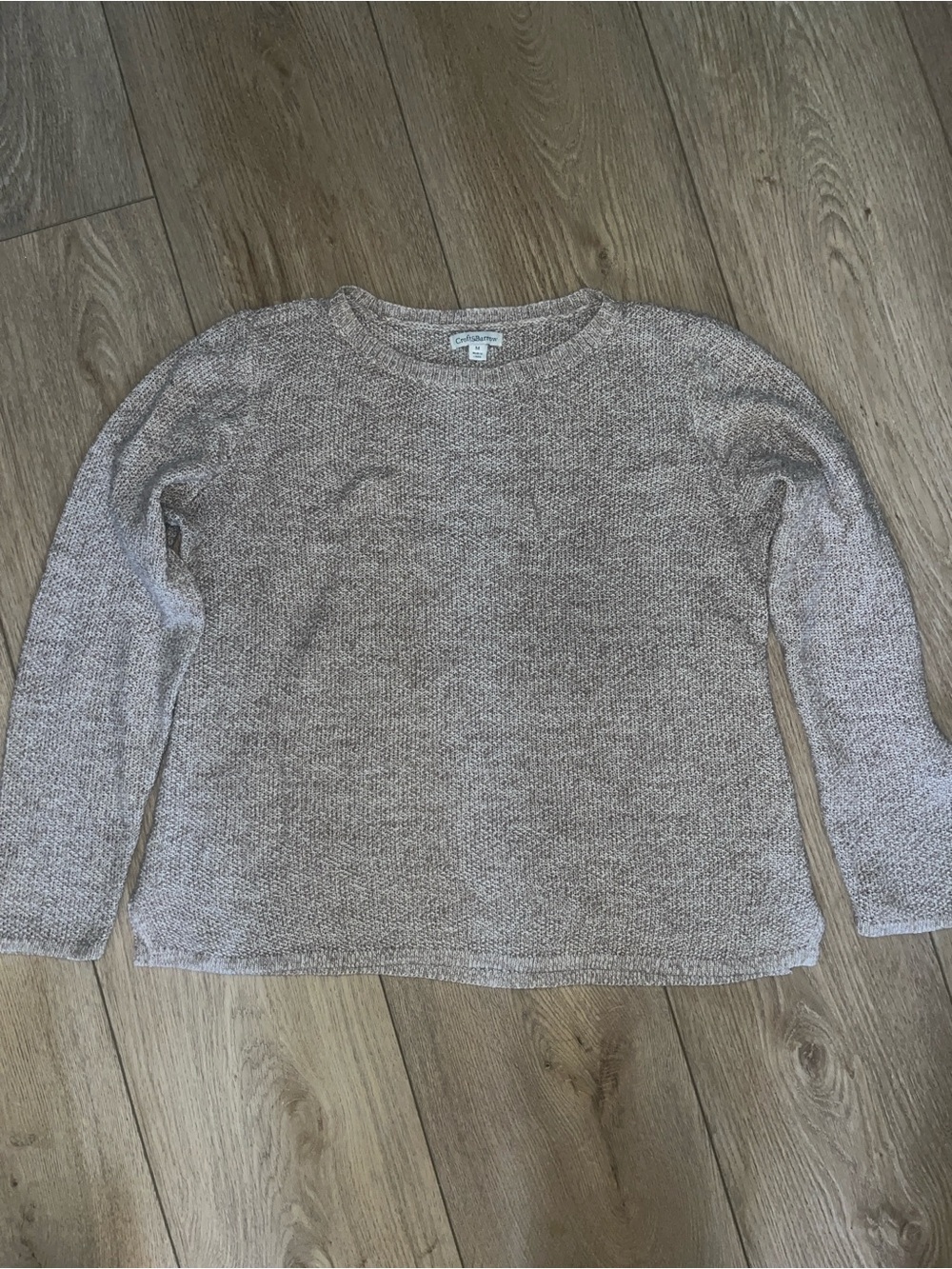 croft & barrow Taupe Crewneck Knit Sweater